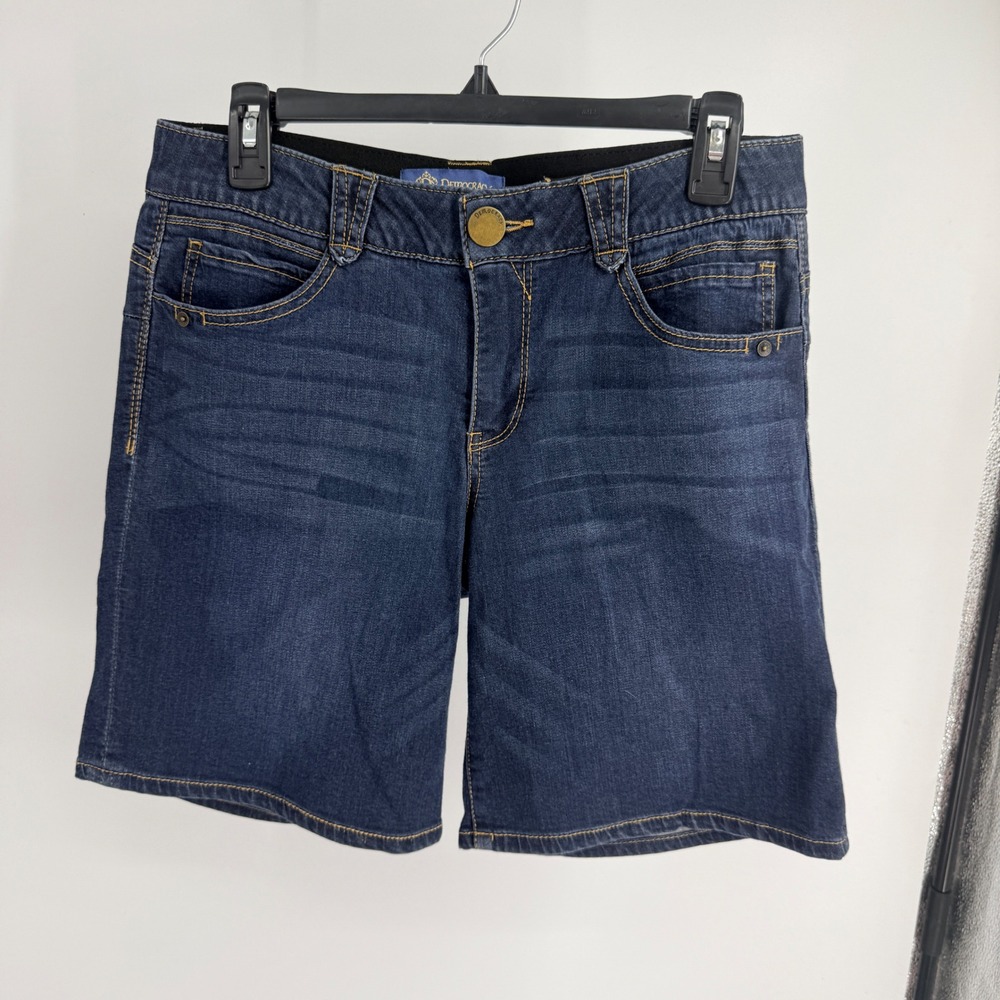 Democracy Absolution Dark Wash Denim Bermuda Shorts Womens 8 Blue Stretch